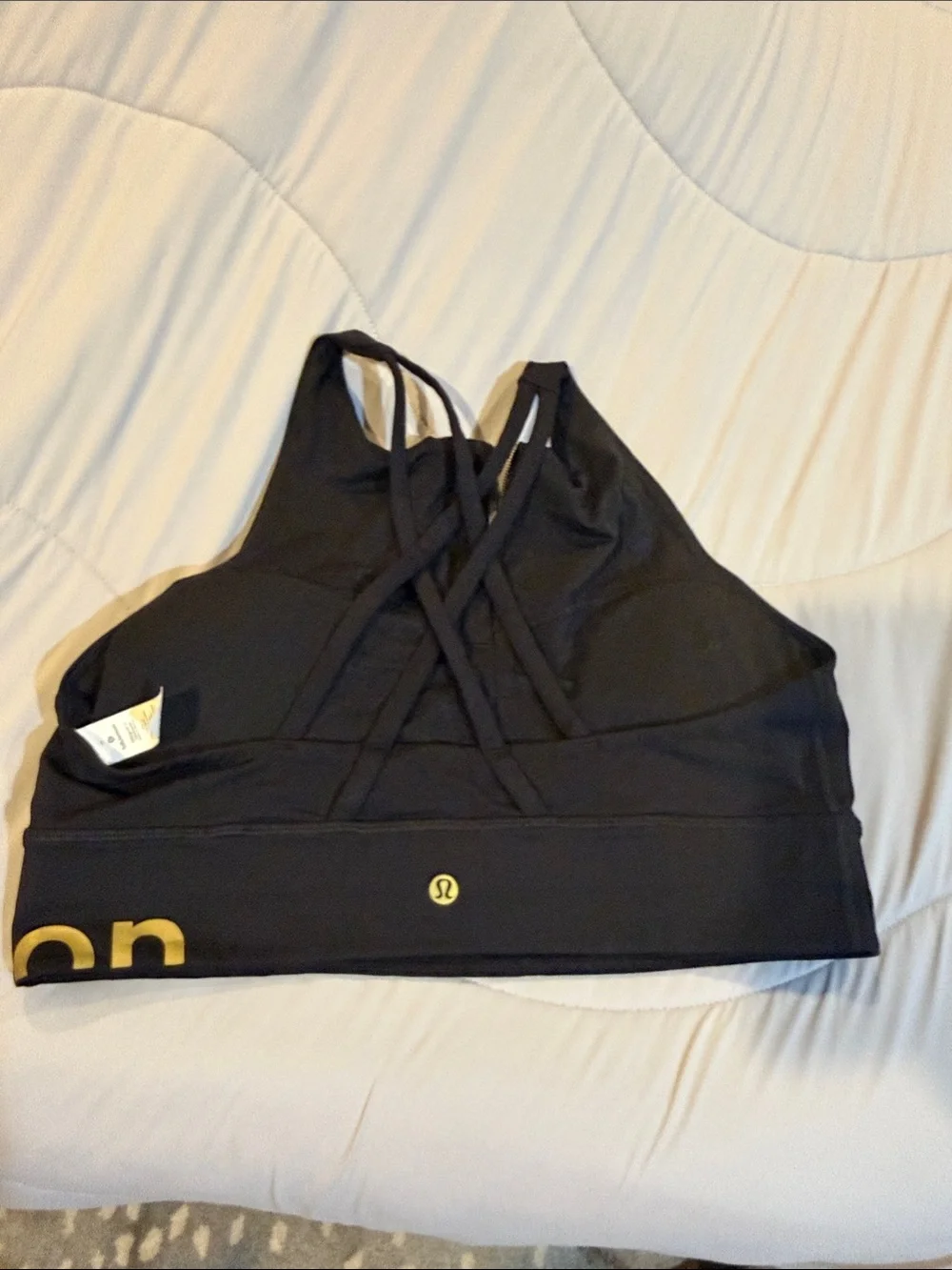 Lululemon Athletic Black Sports Bra with Gold Logo